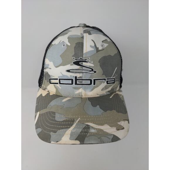 Cobra Slideback Meshback Camo Hat Gray Brown Embroidered Logo Spell Out - Picture 3 of 11